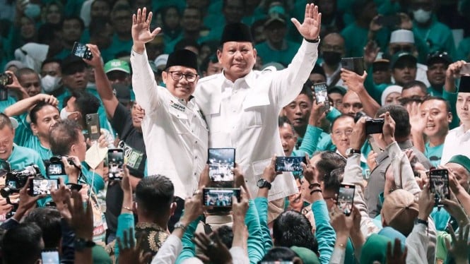 Ketum PKB Muhaimin Iskandar alias Cak Imin dan Ketum Gerindra Prabowo Subianto.