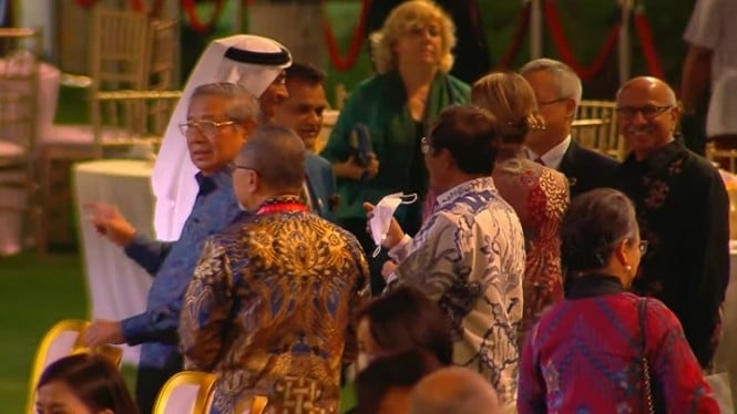 Presiden ke-6 RI Susilo Bambang Yudhoyono (SBY) di acara makan malam G20 Bali.