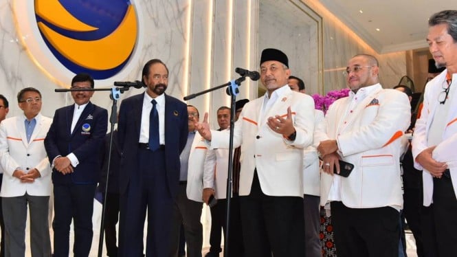 Ketum Nasdem Surya Paloh dan Presiden PKS Ahmad Syaikhu.