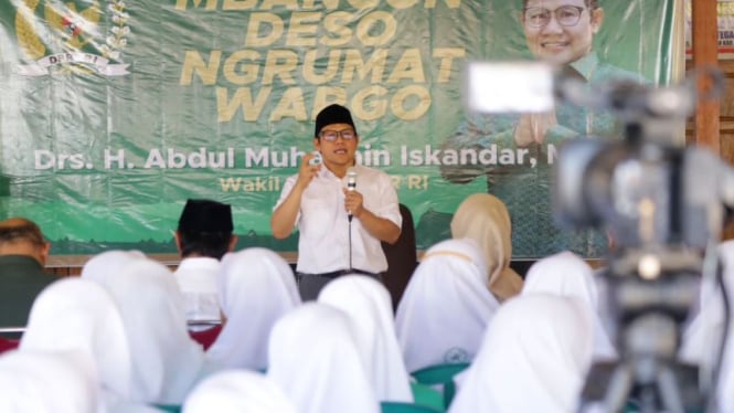 Ketum PKB Muhaimin iskandar alias Cak Imin di Tulungagung, Jawa Timur.