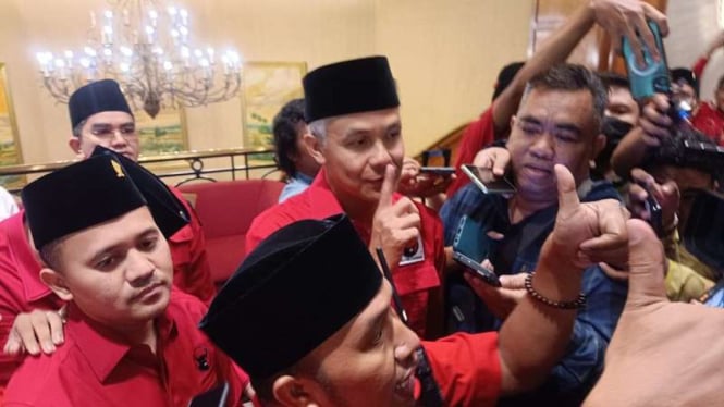 Capres PDIP Ganjar Pranowo saat menghadiri konsolidasi PDIP Jatim