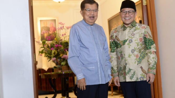 Jusuf Kalla (JK) saat bertemu dengan Ketum PKB, Muhaimin Iskandar atau Cak Imin.