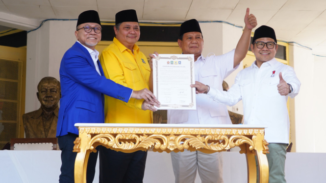 Golkar dan PAN saat deklarasi dukung  bacapres Prabowo Subianto.